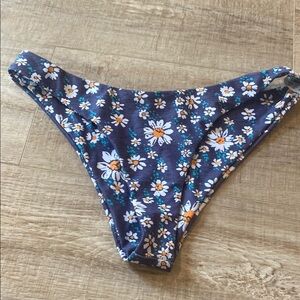 Floral Bikini Bottoms in Slate Blue